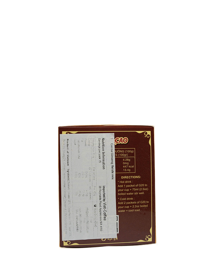 G20 Cocoa Ginseng Reishi mix (15 sticks/box)