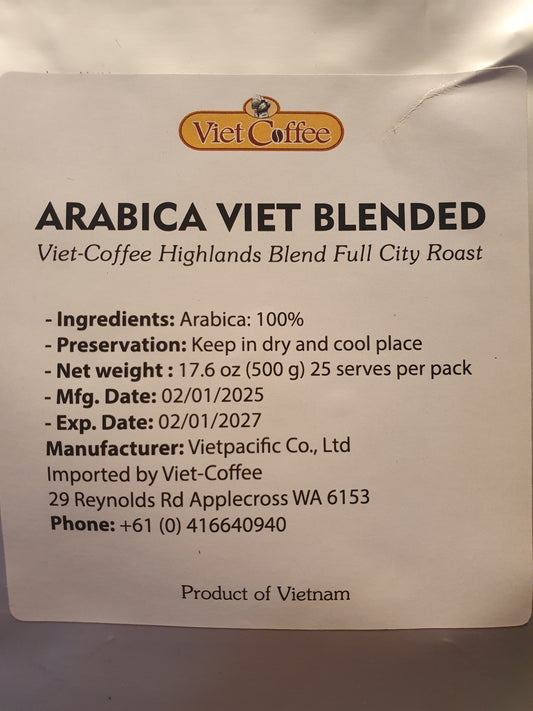Arabica Viet Blended - Viet-Coffee Highlands Blend Full City Roast 500g