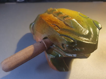 Green guiros vietnamese percussion instrument mimics a frogs real croak