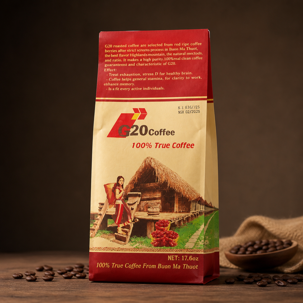 G20 Vietnamese Robusta Arabica Coffee – Medium Dark Roast - ground