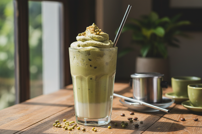 Mung bean coffee with cream topping