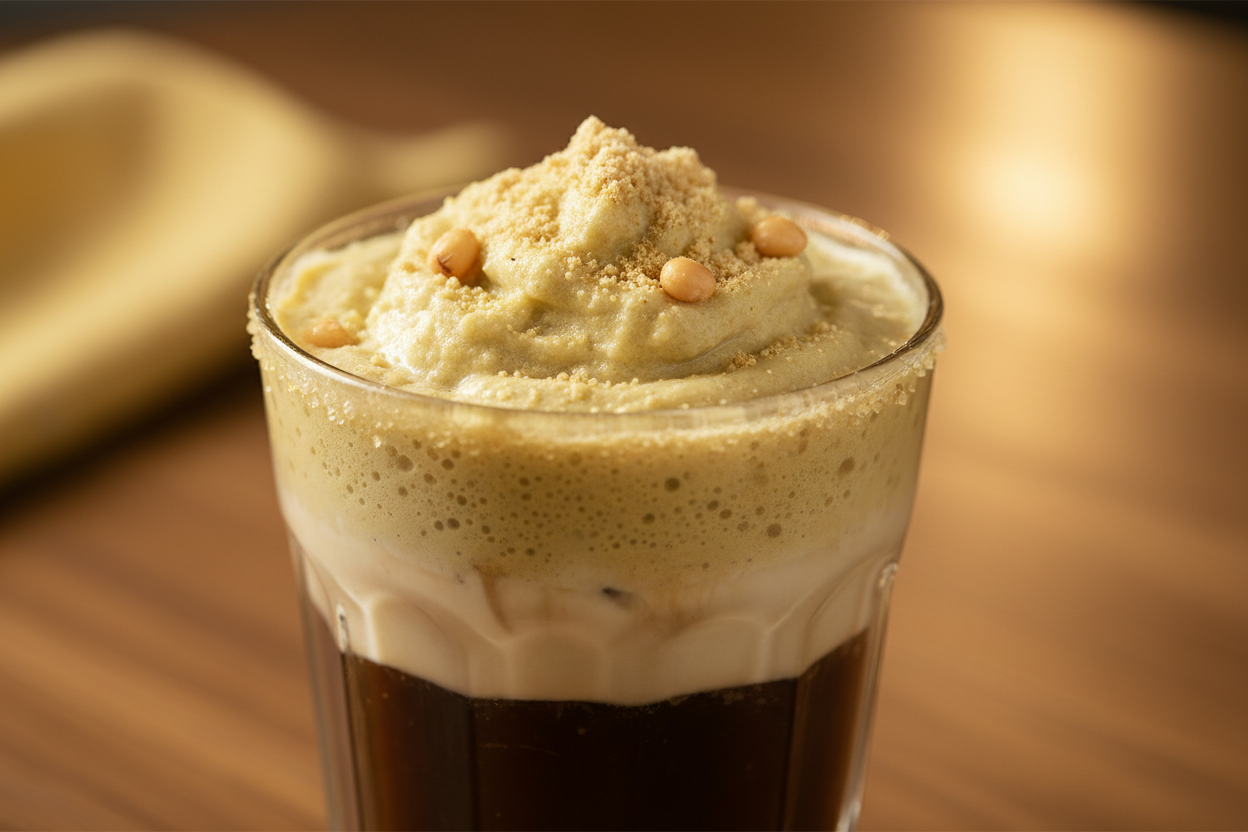 Close-up mung bean coffee layers