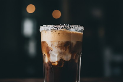 Sea salt coffee in glass